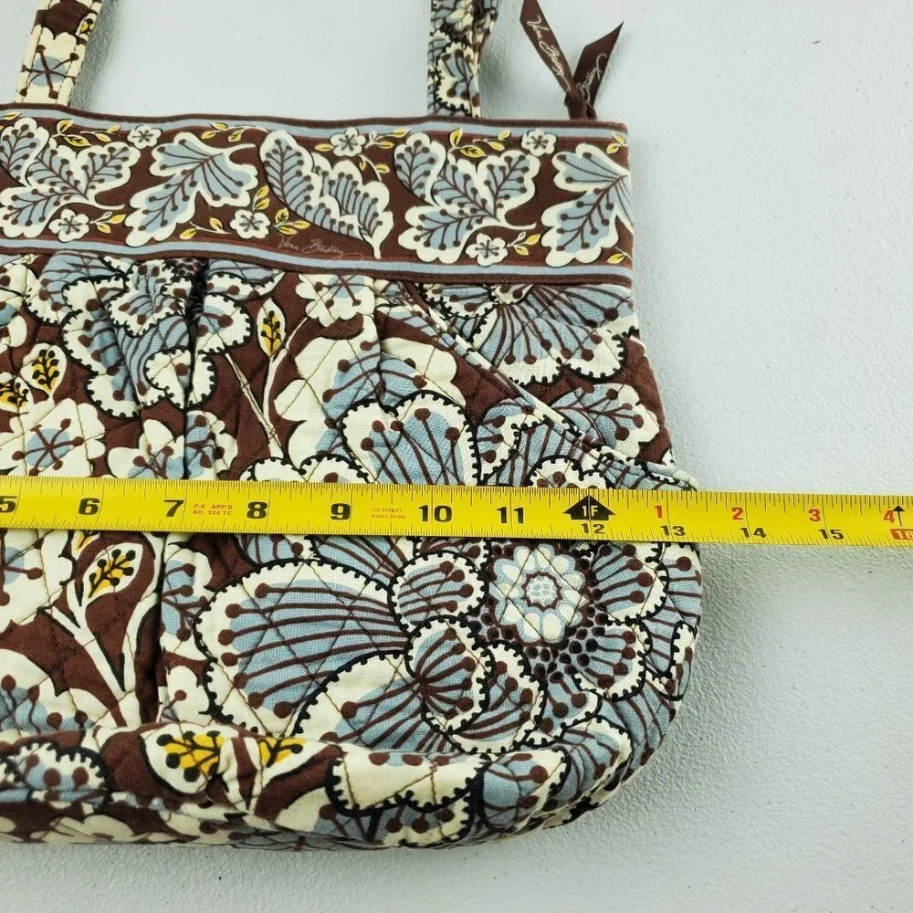 Vera Bradley Slate Blooms Pattern Top Zip Shoulder Bag Quilted Floral Handbag
